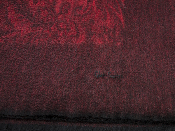 Плед кашемировый Glen Saxon Border Paisley/дамасский узор 120 Black carmine/A5 150x200