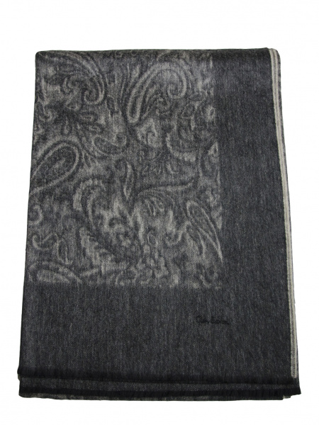 Плед кашемировый Glen Saxon Border Paisley/дамасский узор 120 Black Sand Stone/002 150x200
